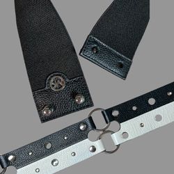 Michael Kors Leather Black White Riveted Women’s Elastic Belt