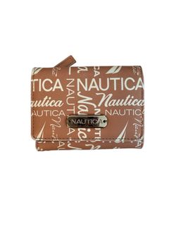 Nautica Tan Logo Print Trifold Wallet