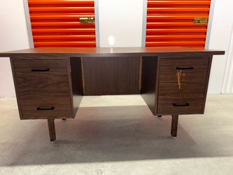 Vintage Wood Office Desk with 4 Drawers – Large Computer/Work Desk
