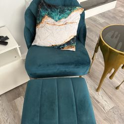 Teal Accent Chair And Ottoman 