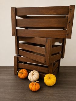 Wooden Nesting Storage Crates, Set of 3 - New
