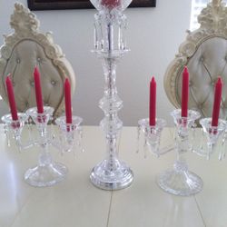 Set Of Crystal  Candel Holder 