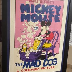 Walt Disney Mickey Mouse  In The Mad Dog Cartoon A Columbia Picture Print Art 