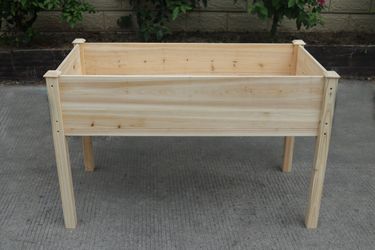 Natural Raised Garden Bed 4ft – Elevated Wooden Planter on Legs, 48x24x30in