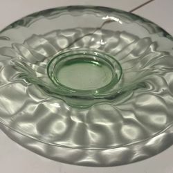 1920’s Hocking Glass Rolled Edge Green Console Bowl Serving Dish Centerpiece