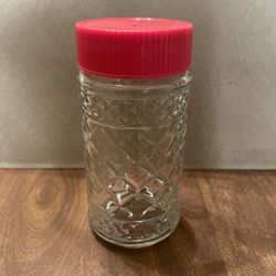 Vintage Cinnamon Sugar Shaker Cut Glass Red Lid 1960's