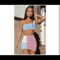 2 Piece Color Black Skirt set 