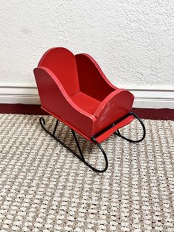 Handmade wood santa sleigh with metal base