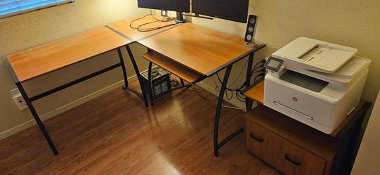 L Desk & Printer Stand