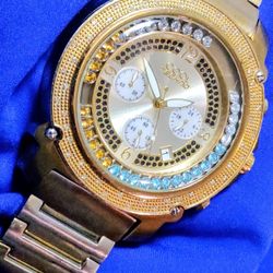 Cool Techno Gemmed Bling Big Mens Watch 50mm Moving Crystals