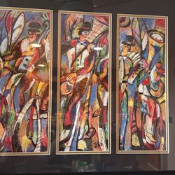 Limited Edition TYKA Painting, double matted, framed behind glass 28”x33”