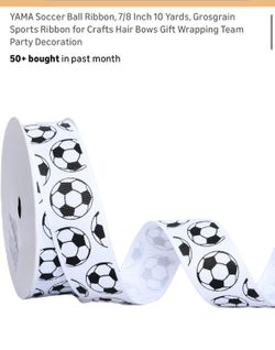 YAMA Soccer Ball Ribbon, 7/8 Inch 10 Yards, Grosgrain Sports Ribbon for Crafts Hair Bows Gift Wrapping Team Party Decoration