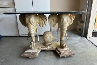 🐘 Hand-Carved Elephant Console Table – Statement Piece