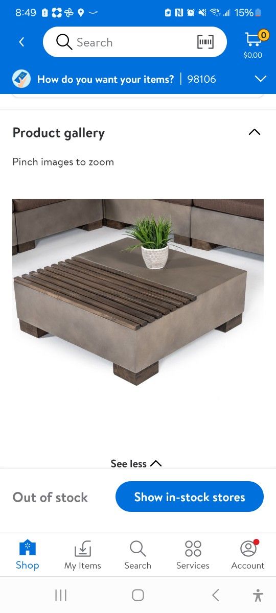 Modern Concrete And Acacia Coffee Table