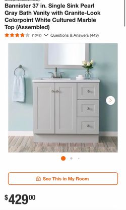 Bannister 37 in. Single Sink Bath Vanity Pearl Gray