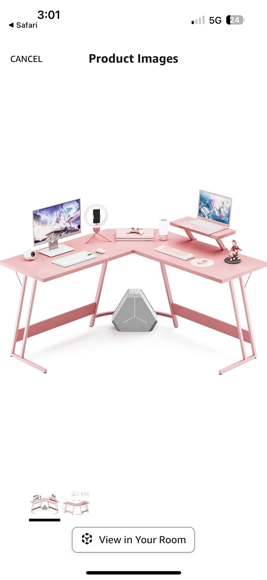 Pink L-shaped Desk