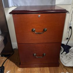 Reddish Brown Real Wood 2 Drawer Cabinet 