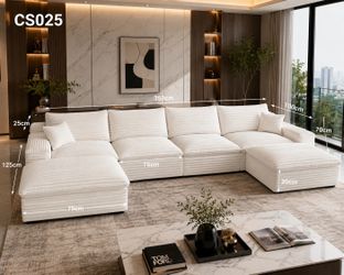 LIKIMIO Lumi Modular Sectional Sofa , 350inches L Shaped Boneless Couch for Living Room, Oversized Deep S