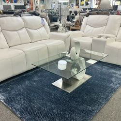 Gorgeous White Power Reclining Sofa&Loveseat 4x Recliners With Drop Down & Usb Ports 🤑