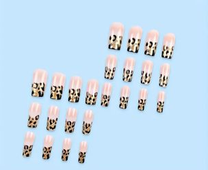 24 Pcs LEOPARD PRINT FRENCH STYLE NAILS W/ FREE GIFT EARRINGS SET( LIMITED FREE GIFT OFFER)
