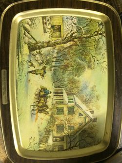Antique tray with art