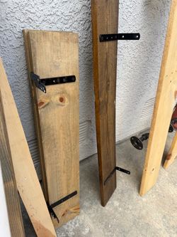 Wall mounted wooden shelfs.
