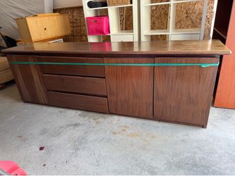 Mid-Century Style Dark Wood Buffet / China Cabinet with Storage