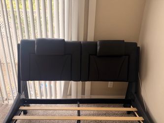 Queen faux leather bed frame with headboard