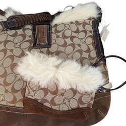Coach Tan and Brown Shoulder Bag with Cream Accents Set of 2 luxury coach nwt