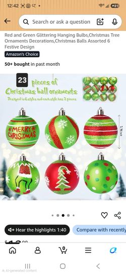 Winnnbu 23 Pcs 2.4 Inch Christmas Ornaments,Red and Green
