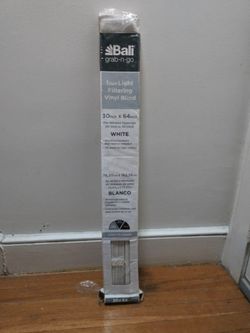 Bali Grab-N-Go 30 Inch By 64 Inch White Light Filtering Vinyl Blind