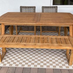 Outdoor wooden dining table set