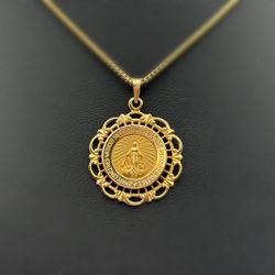 Jewelry Vintage 14k solid yellow Blessed Mary Pendant charm