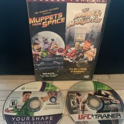 Xbox 360 Kinect Fitness Bundle w/ UFC & Your shape in Muppet DVD Case
