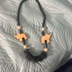 Vintage Hand Carved Elephant Necklace