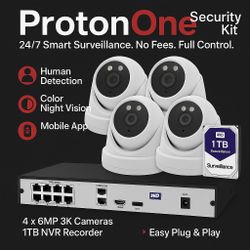 Combo NVR 8 Channels, 4 Cams Motion Built in Micro 6MP, 1TB Hard Drive