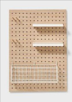 Wood Peg Board. Wall Organizer