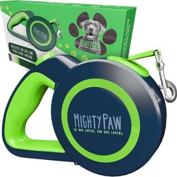 Mighty Paw Retractable Dog Leash 2.0 | 16' Heavy Duty Reflective Nylon Tape Lead for Pets up to 0-50 lbs. Tangle Free Design W/One Touch Quick-Lock 