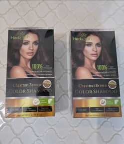 2x Hair Herbishh Chestnut Brown PPD Free Hair Color Shampoo Gray Coverage 500ml