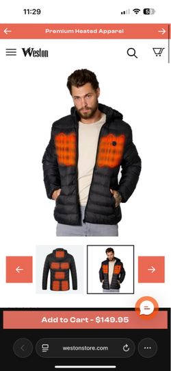 Weston heated puffer jacket size XL