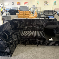 Black Corduroy Sectional Sleeper Sofa Couch With Storage Chaise