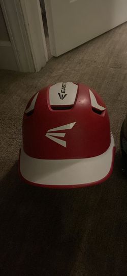 Red and white Easton baseball helmet