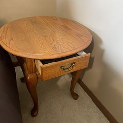 Two Broyhill Oak End Tables      80 ( For The Pair)