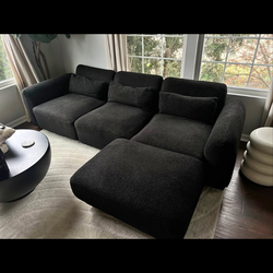 Sectional sofa 3 seat L Shape convertible modular sectional sofa with reversible ottoman