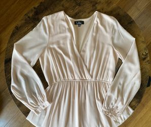 Long Dress With Slit And Sheer Sleeves Dusty Pink Beige Color| Porterville 