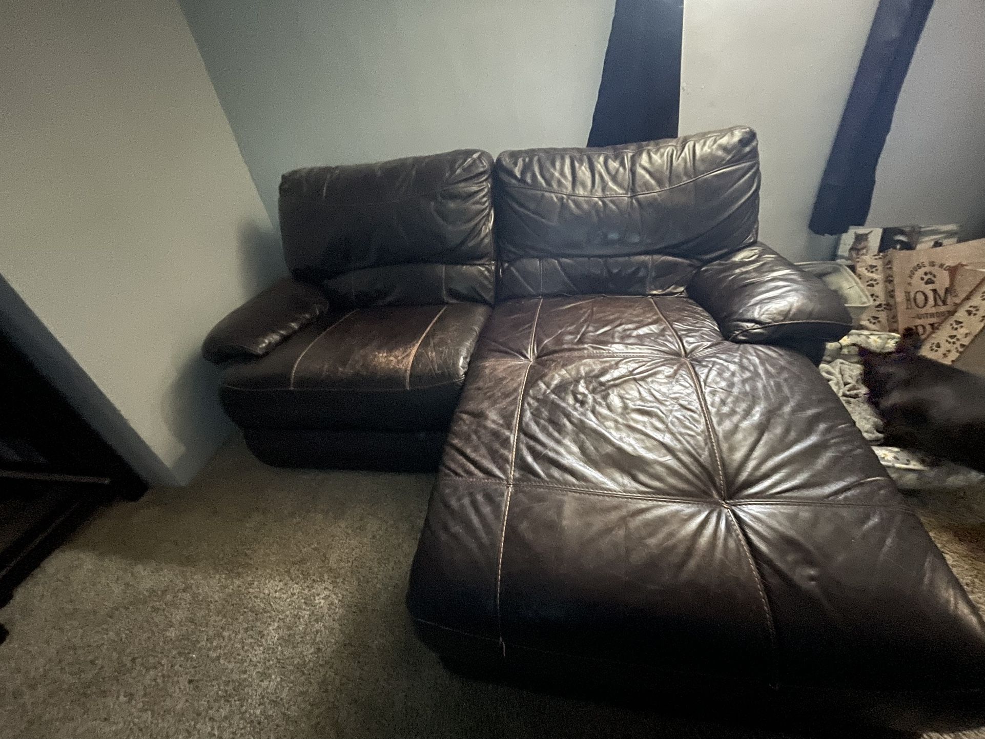 Free Brown Leather Reclining Sofa