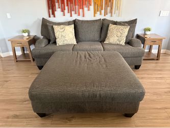 Gray Modular Sectional Sofa + Ottoman + 10 Pillows