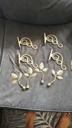 Brushed nickel curtain rod holders and rod ends