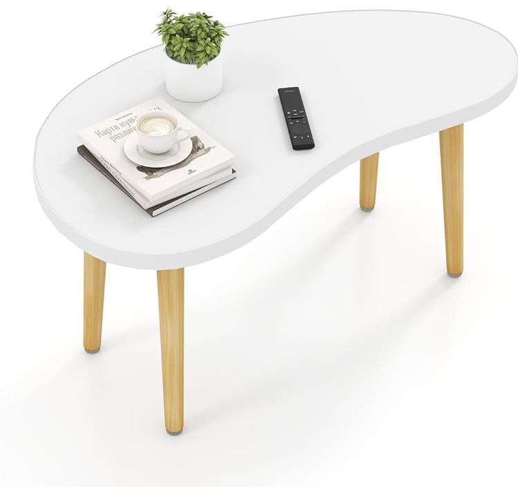 Mango Coffee Table Low Table with 4 Solid Wood Sturdy Legs, Floor Table Desk for Sitting on The Floor, Storage and Living Room Furniture (White)