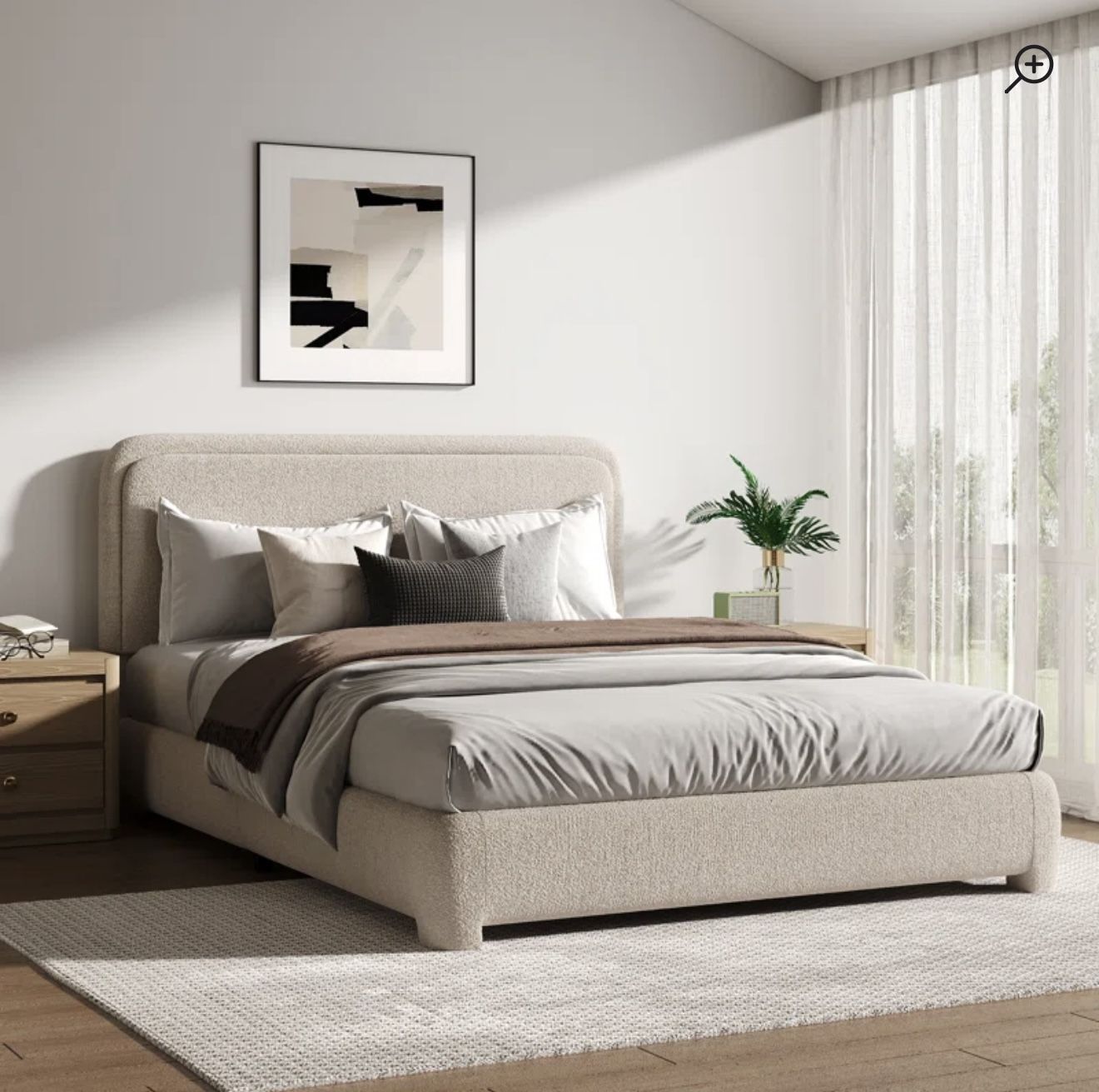 Brand New Full Size Upholstered Bed Frame – Boucle Fabric | Original Price $289